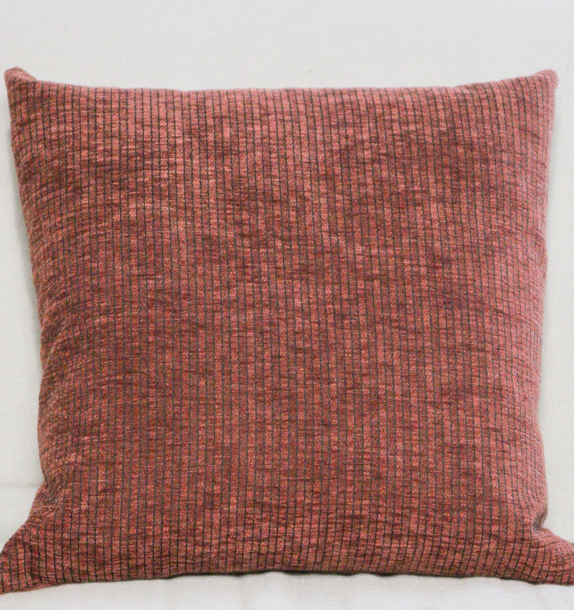 Texture Rust Pillow Cover with Black Pin Stripes